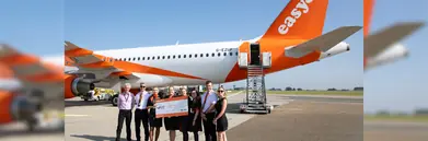 easyJet celebrating the new flight