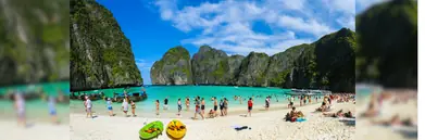 A busy beach in Phuket, Thailand