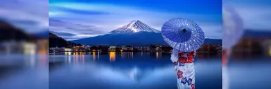 Woman looking at Mount Fuji