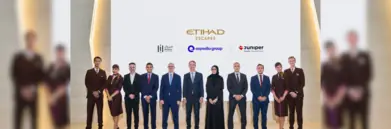 Etihad Escapes team in front of launch presentation