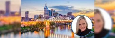Sas Rowbotham in corner, Nashville skyline in background