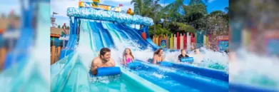 Family on waterslide