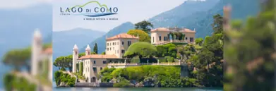 Lago de Como logo with villa on Lake Como