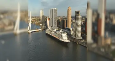 Holland America Rotterdam vessel leaving the port. 