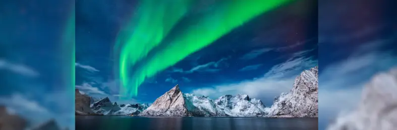 Image of the Northern Lights in Norway. 