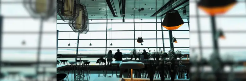 Airport lounge interior.