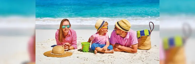 A family on the beach