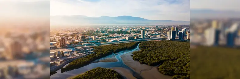 An aerial view of the Ras Al Khaimah skyline.