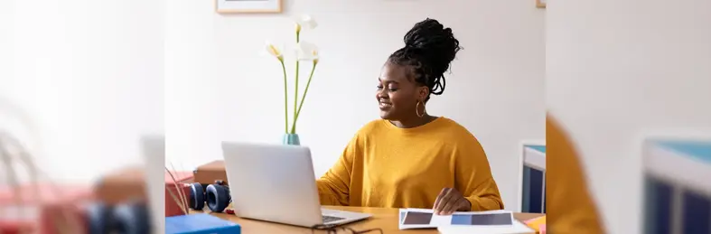 A travel agent working from home.