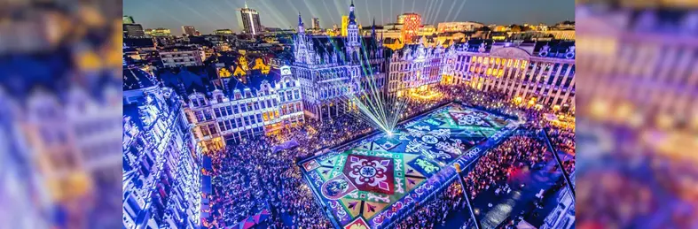 An aerial shot of the Flower Carpet in Brussels.