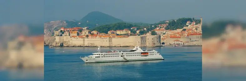 Image of a CroisiEurope vessel along the Adriatic coast. 