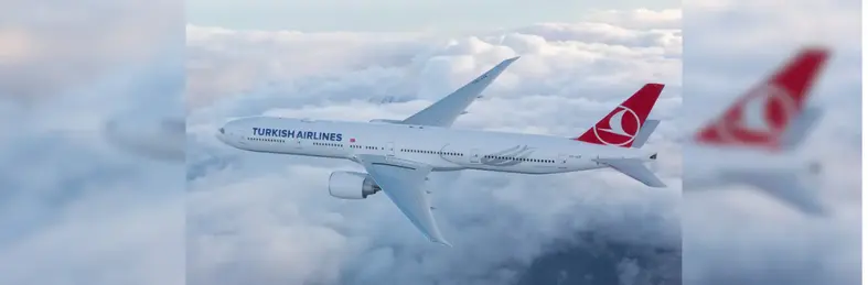Image of a Turkish Airlines plane in flight