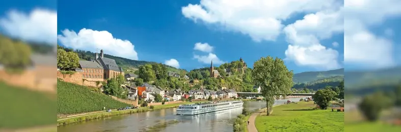 CroisiEurope river cruise vessel sailing through the Rhine Valley
