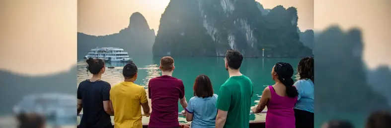 Image of a tour group on a Ha Long cruise