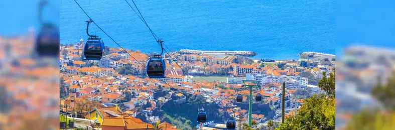 Cable cars above Funchal, Madeira.
