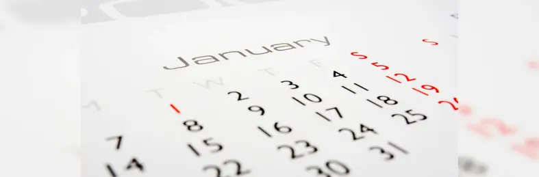 A calendar open on the January page.