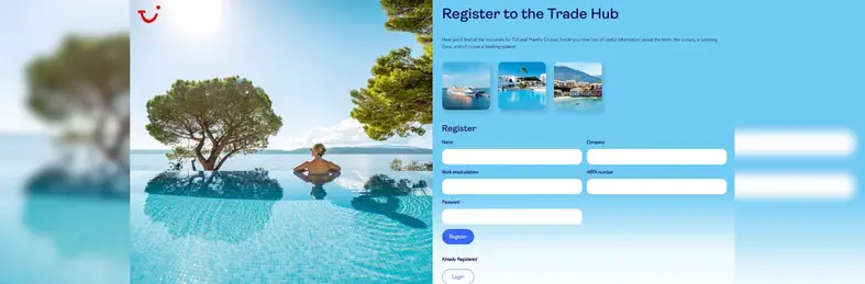 The landing page of TUI's new travel agent portal, TUITradeHub.