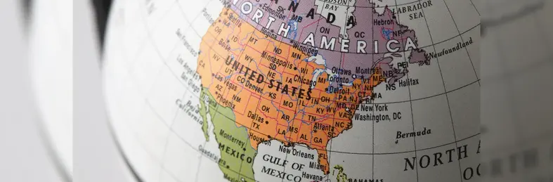 A globe focusing on the United States.