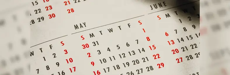 A calendar focused on May.