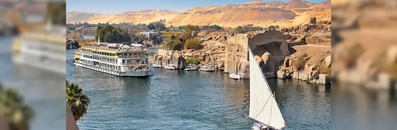 Image of an AmaWaterways ship sailing down the Nile