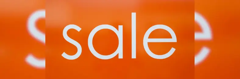 Image of the word 'Sale' on an orange background