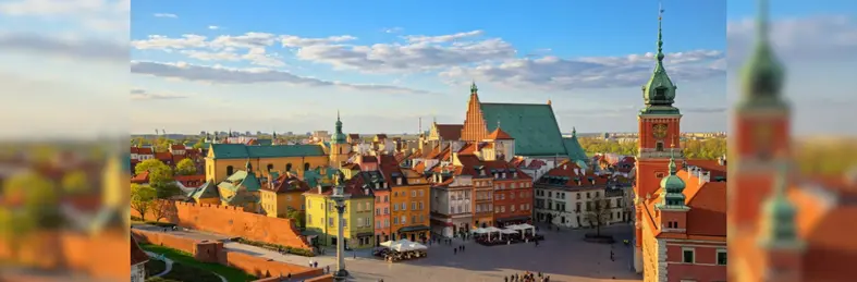 An aerial view of Warsaw's Old Town Market Square (Rynek Starego Miasta)