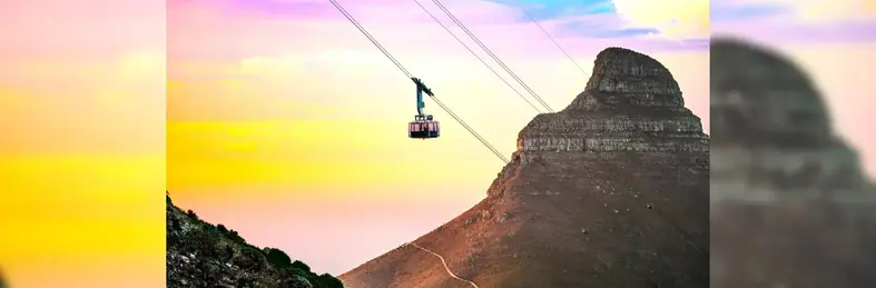 A cable car over Table Mountain in South Africa