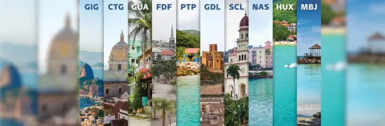 A graphic showing the new destinations in Air Canada's winter schedule