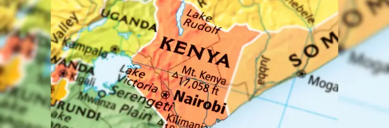 A map of Africa focused on Kenya.