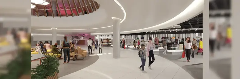 An artist rendering of the upcoming Terminal 3 refurbishment at Manchester Airport.