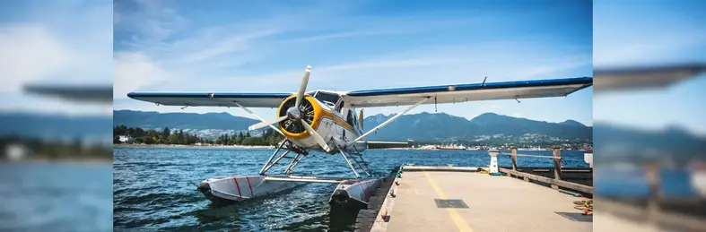 A sea plane ready for take-off in a harbour