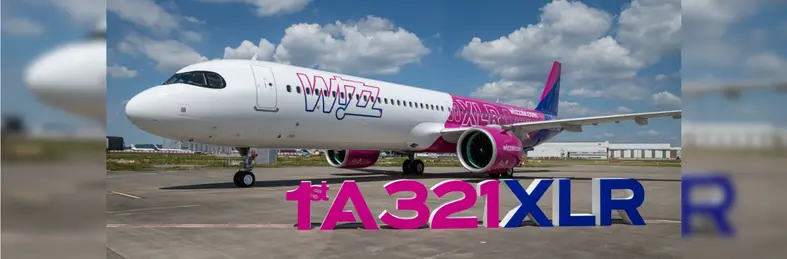 Wizz Air's first-ever A321XLR parked at London Gatwick Airport.