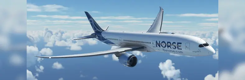 A Norse Atlantic Boeing 787 in flight.