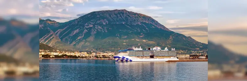 Sun Princess sailing into Montenegro 