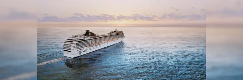 MSC Poesia sailing into the horizon