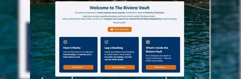 The landing page for The Riviera Vault on the Riviera Explorer platform.