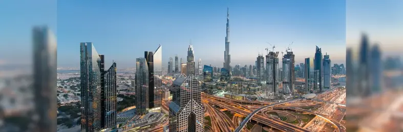 Dubai skyline in the late afternoon.