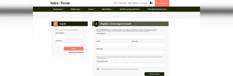 The login page for Jules Verne's new trade portal.