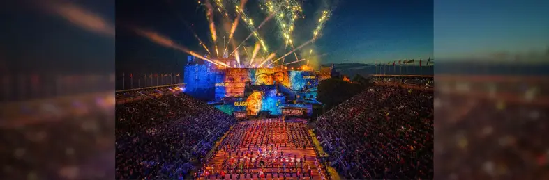 The Tattoo stage with fireworks in the background