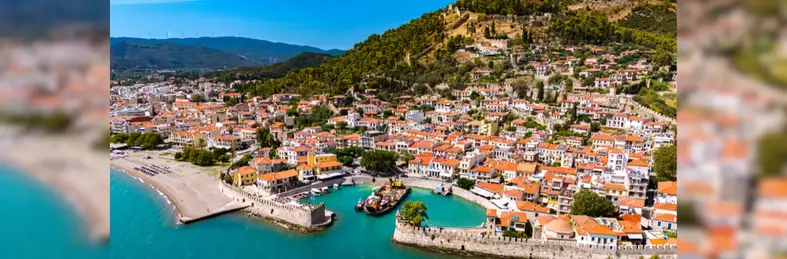 An aerial view of Nafpaktos, Greece