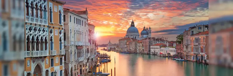 Landscape shot of Venice at sunset