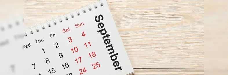 A calendar open on the September page.