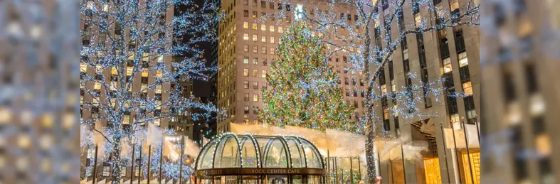 A Christmas Tree in Rockefeller Plaza, New York City.