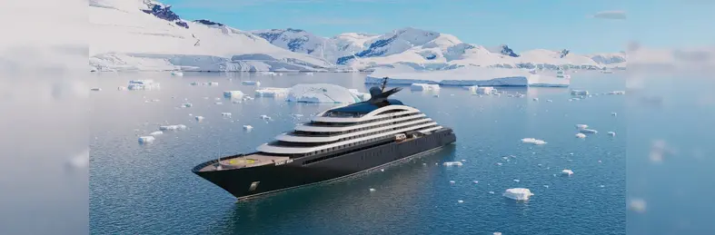 A CGI rendering of Scenic Ikon, the upcoming Discovery Yacht by Scenic Group.