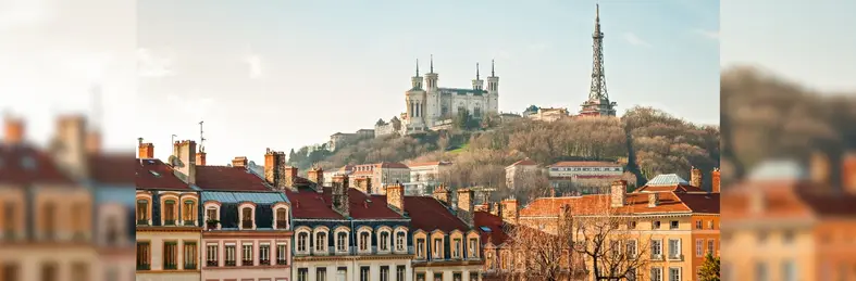 The skyline of Lyon, France.
