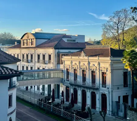 The exterior of the Las Caldas Spa Hotel in Asturias, Spain.