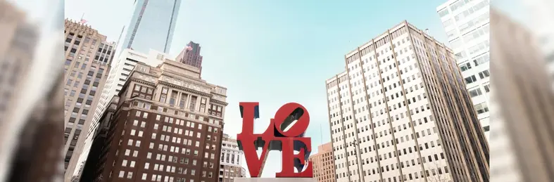 The LOVE statue in LOVE Park, Philadelphia.