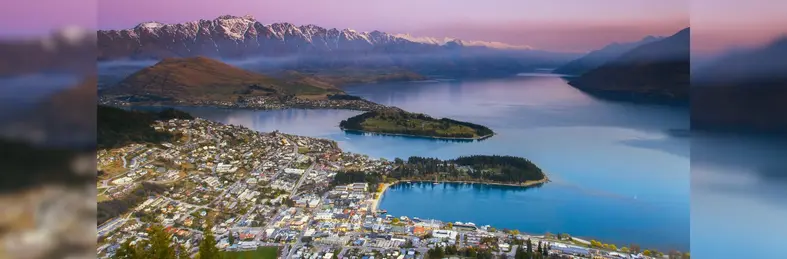 Sunset in Queenstown, New Zealand.