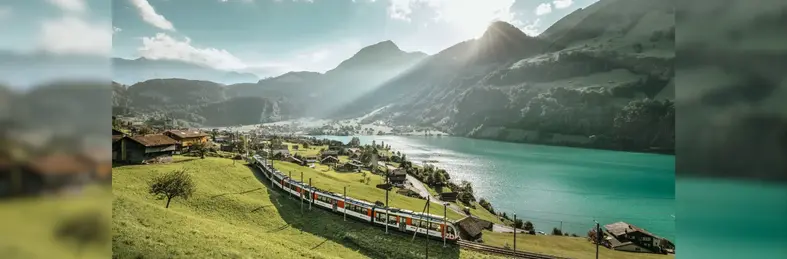 Lungern Lucerne Interlaken Express at Lake Lungernsee