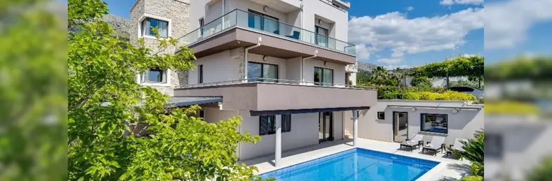 The pool area at Villa Olbalski in Croatia